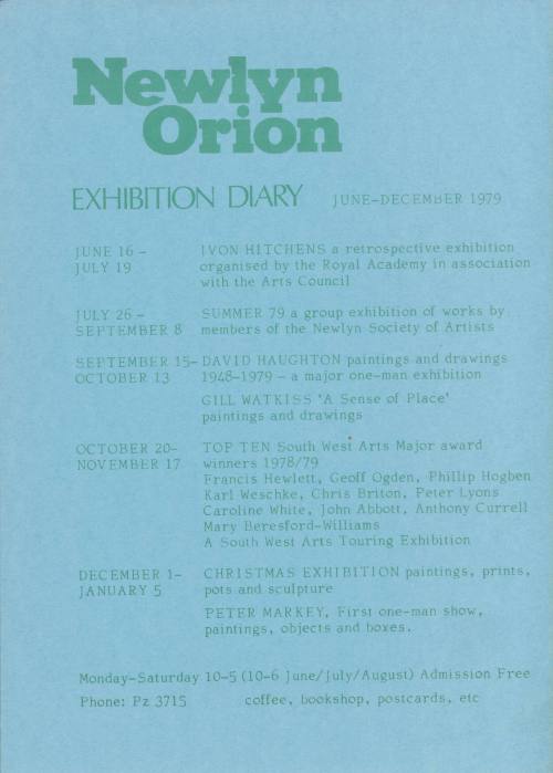 Newlyn Orion: Exhibition Diary