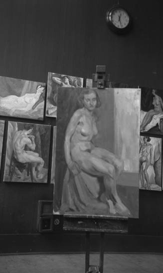 Nude painting on easel ECA interior
