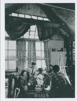 John Wells, Wilhelmina Barns-Graham, and two others at No. 1 Porthmeor Studios, St Ives. [Mark Kauffman, Life Magazine]