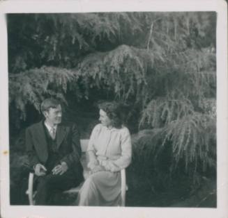Wilhelmina Barns-Graham and David Lewis in garden at Balmungo.