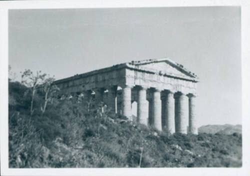 Angled shot of the Temple of Segesta at a distance