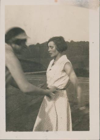 Wilhelmina Barns-Graham on tennis court. "Attack".