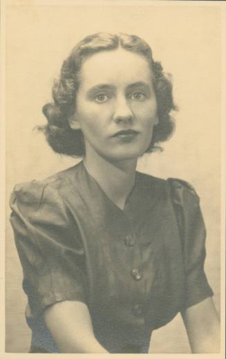 Studio portrait of Wilhelmina Barns-Graham. Wearing blouse, facing camera. [Studio St Ives]