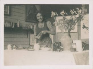 Wilhelmina Barns-Graham preparing lobster dinner, No. 3 Porthmeor Studios.