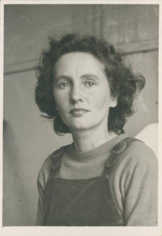 Half length portrait of Wilhelmina Barns-Graham facing camera. No. 1 Porthmeor Studios.