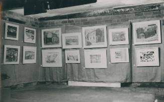 Installation photograph of Cornish Paintings exhibition, Downing Bookshop. [Studio St Ives].