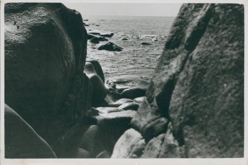 Sea through two rocks.