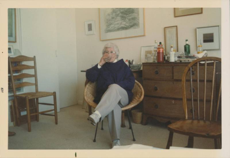 Wilhelmina Barns-Graham having a drink in Barnaloft flat. From Pat, Robert, and Mary Adams