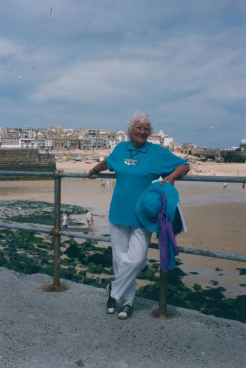 Wilhelmina Barns-Graham at the Wharf, St Ives. Wearing Brian Illsley necklace.