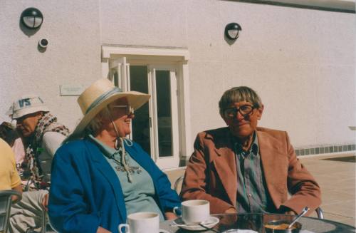 Wilhelmina Barns-Graham and John Wells on Tate St Ives roof terrace.