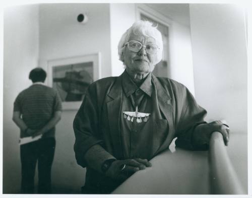 Wilhelmina Barns-Graham wearing Brian Illsley necklace. Tate St Ives.